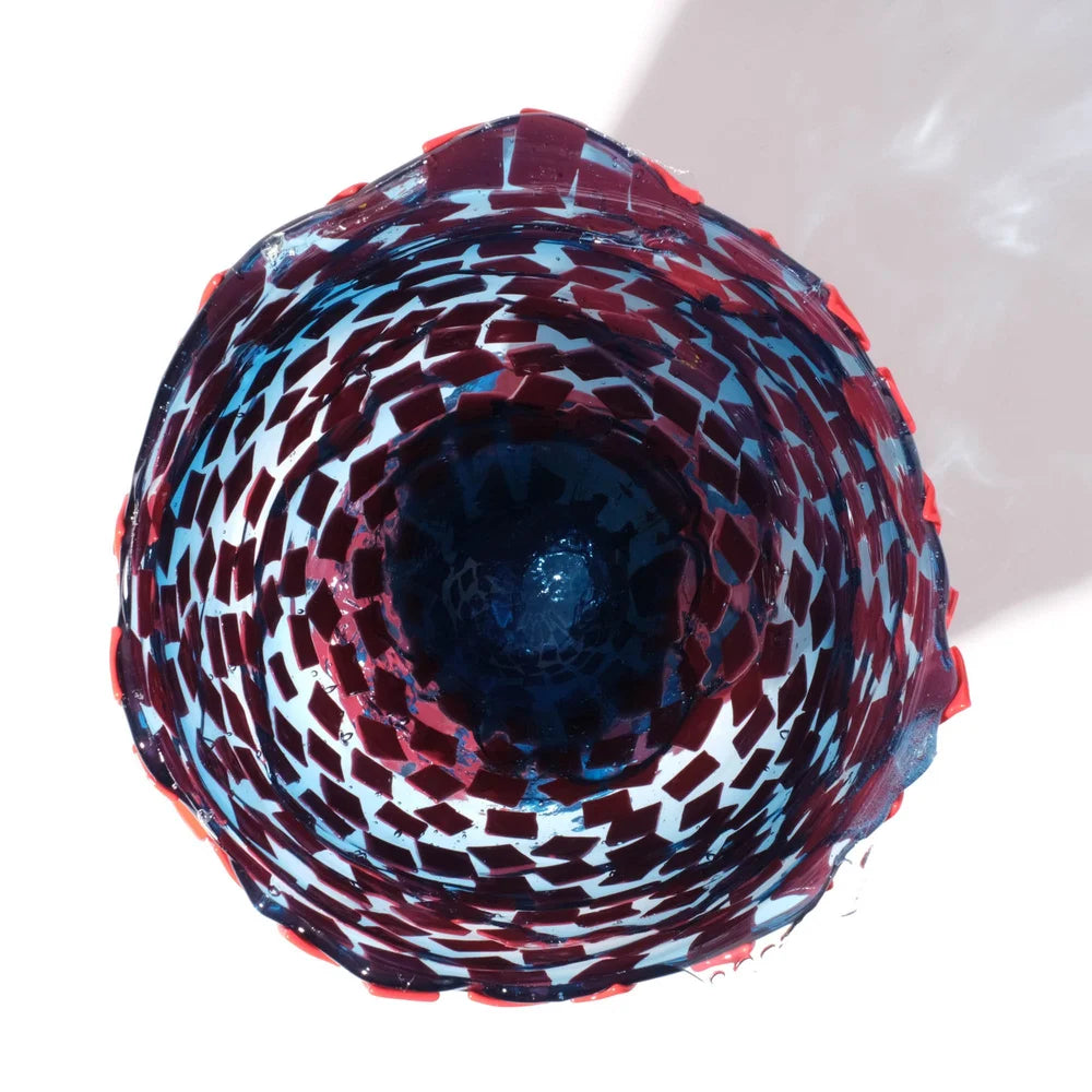 Rock Vase - Clear Light Blue And Matt Sorbet