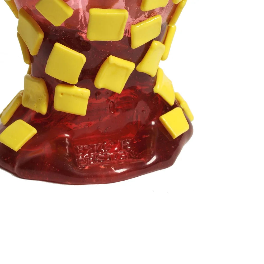 Rock Vase - Clear Light Fuchsia And Matt Lemon