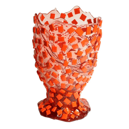 Rock Vase - Clear Antique Pink and Matt Orange