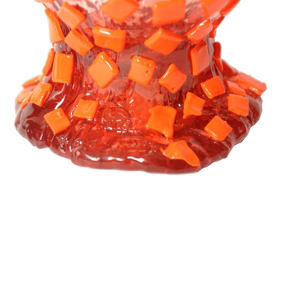 Rock Vase - Clear Antique Pink and Matt Orange