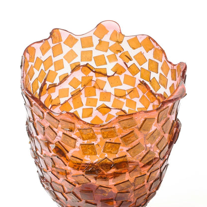 Rock Vase - Clear Pink And Clear Brown