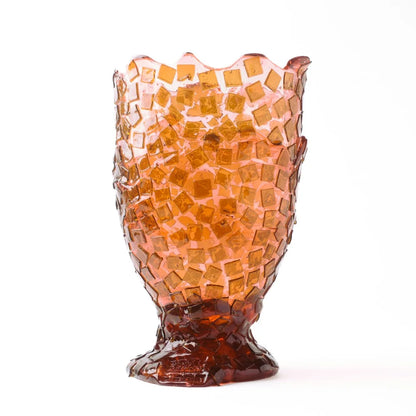 Rock Vase - Clear Pink And Clear Brown