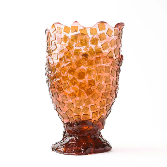 Rock Vase - Clear Pink And Clear Brown