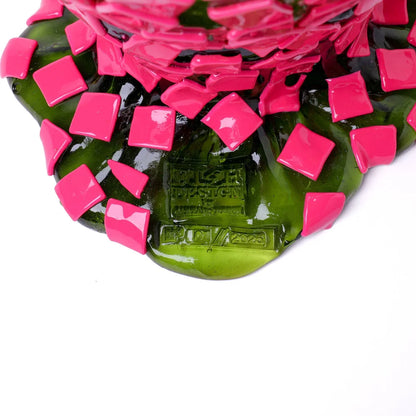 Rock Vase - Clear Bottle Green, Fuchsia