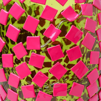 Rock Vase - Clear Bottle Green, Fuchsia