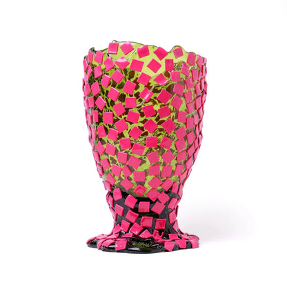 Rock Vase - Clear Bottle Green, Fuchsia