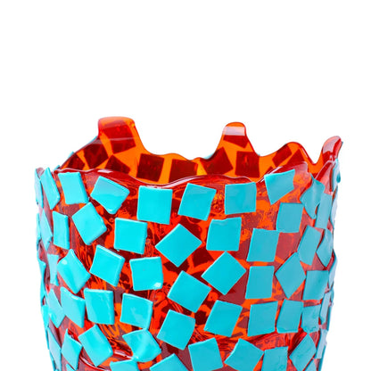Rock Vase - Clear Orange, Turquoise