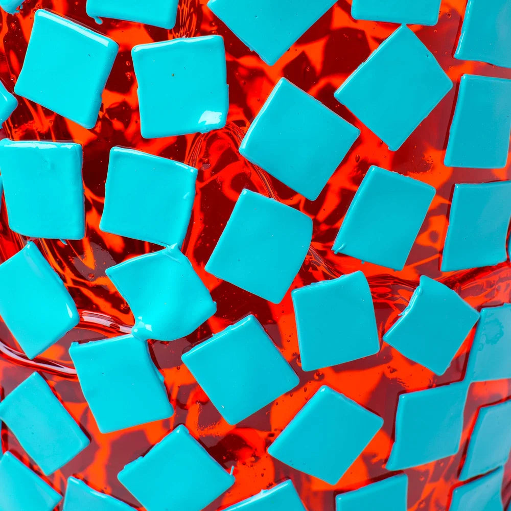 Rock Vase - Clear Orange, Turquoise