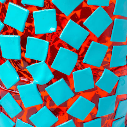 Rock Vase - Clear Orange, Turquoise