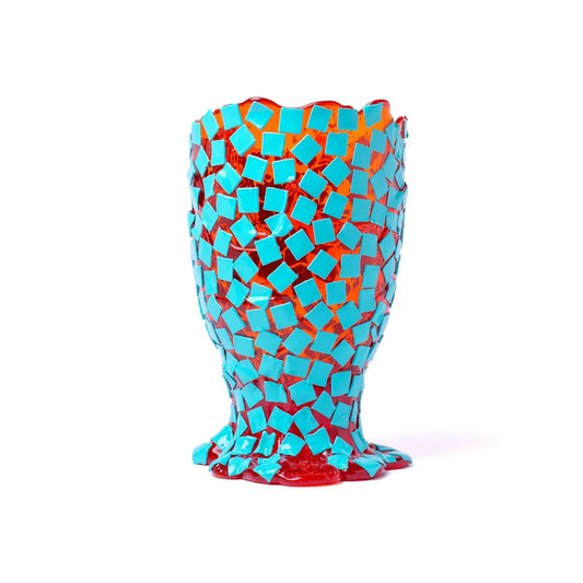Rock Vase - Clear Orange, Turquoise