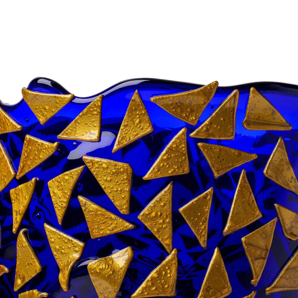 Rock Vase - Clear Blue And Gold