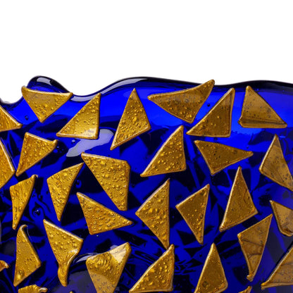 Rock Vase - Clear Blue And Gold