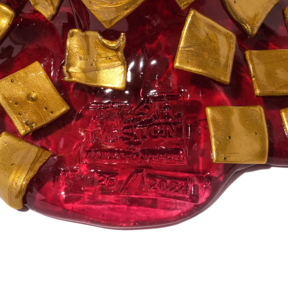 Rock Vase - Clear Light Fuchsia And Gold