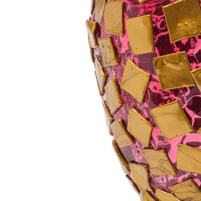 Rock Vase - Clear Light Fuchsia And Gold