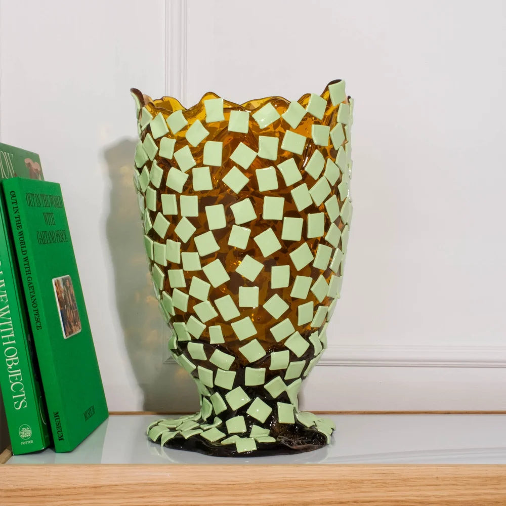 Rock Vase - Clear Amber, Mint