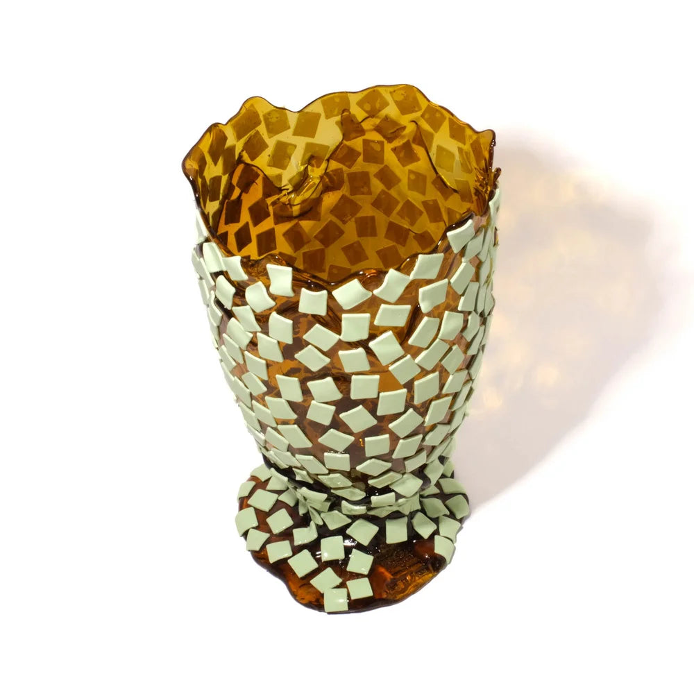 Rock Vase - Clear Amber, Mint