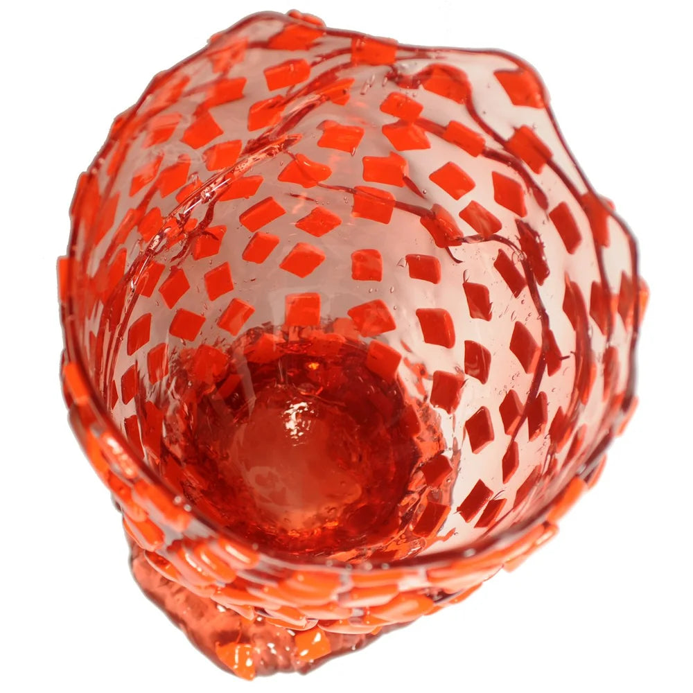 Rock Vase - Clear Antique Pink and Matt Orange