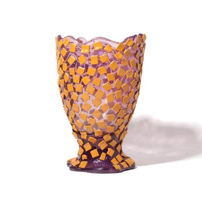 Rock Vase - Clear Lilac And Matt Ochre