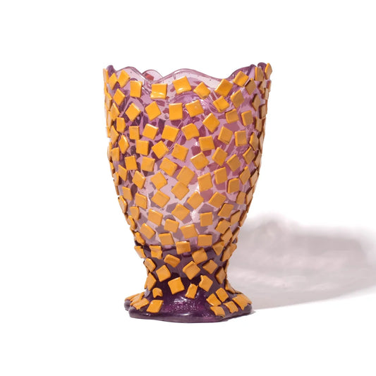 Rock Vase - Clear Lilac And Matt Ochre
