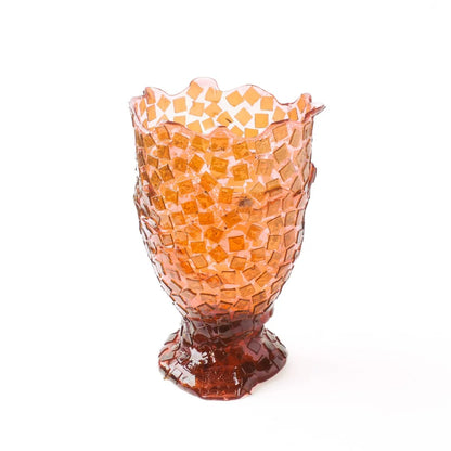 Rock Vase - Clear Pink And Clear Brown