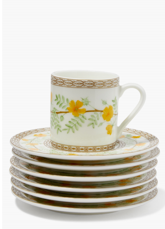 Turkish Coffee Cups & Saucers 6pcs - National Flower