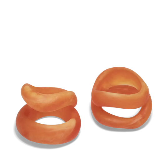 Set Of 2 Orange Resin Napkin Ring Holder