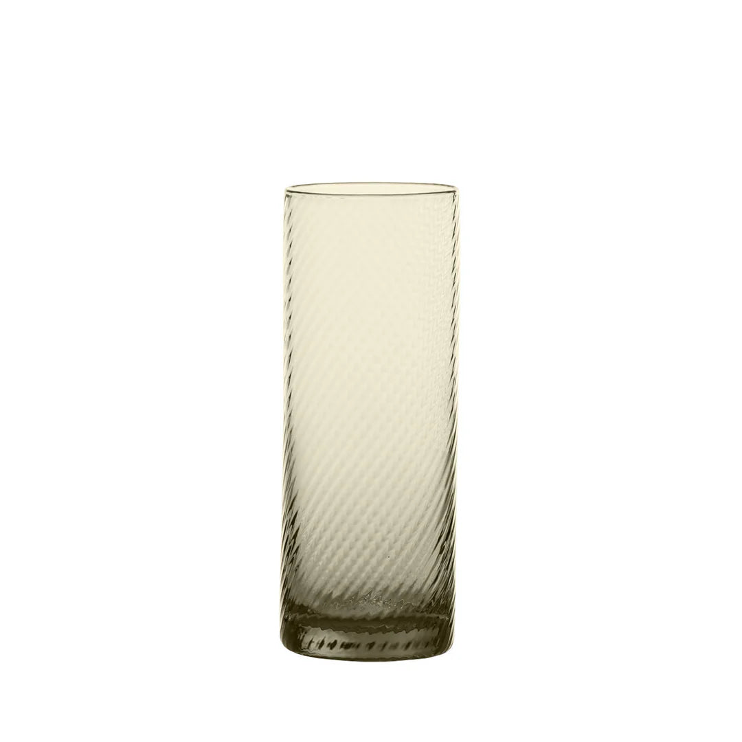Honeycomb-patterned glass vase on a white background
