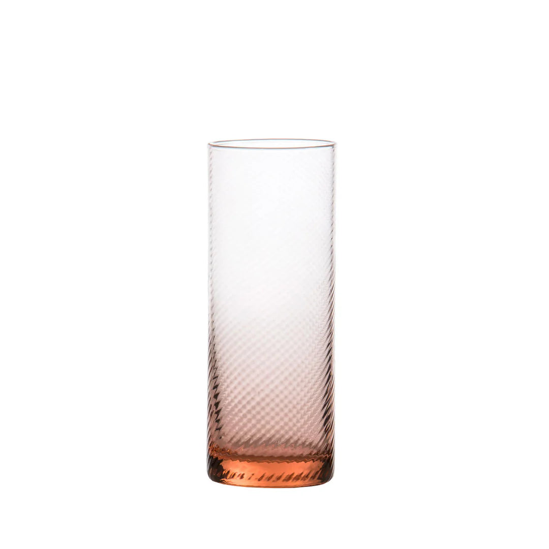Clear glass with a textured design on a white background