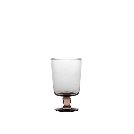 Clear glass with a dark base on a white background