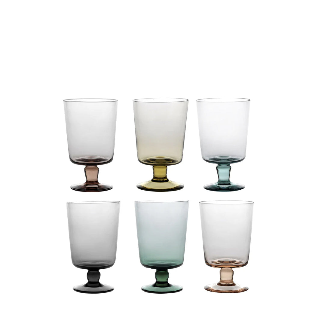 Set of 6 Puro Multicolor Stem Glasses