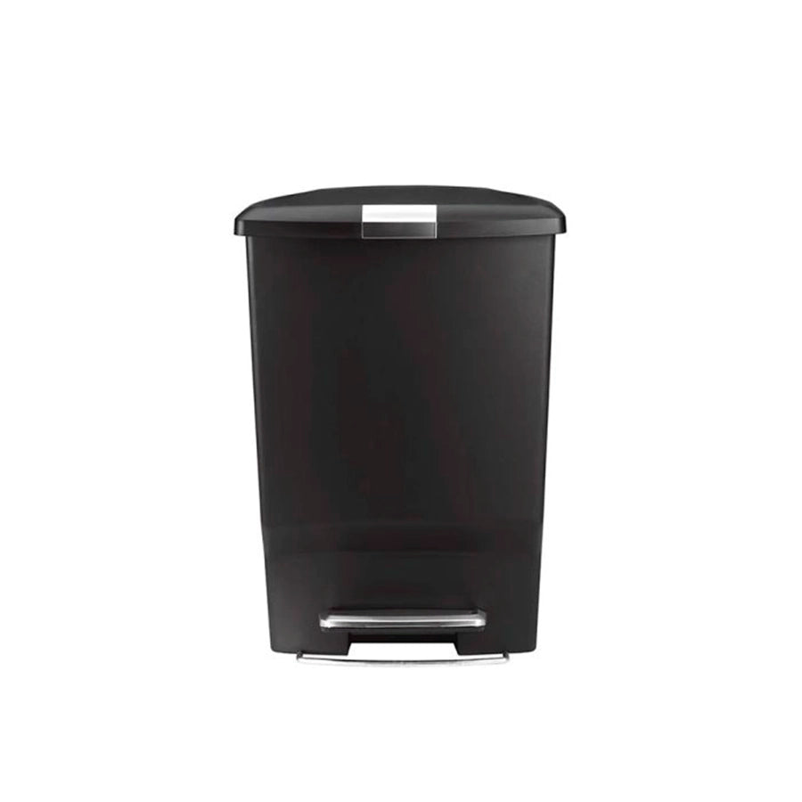 Simplehuman Black Rectangular Bin-Black trash bin on a white background
