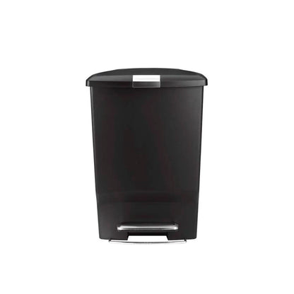 Simplehuman Black Rectangular Bin-Black trash bin on a white background