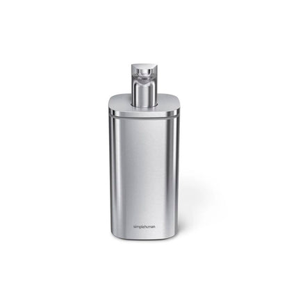 Simplehuman Pulse Pump Silver cylindrical container with a pump on a white background, featuring the 'simplehuman' brand.