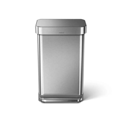 Simplehuman Rectangular Pedal Bin with Liner Pocket Stainless steel trash can 