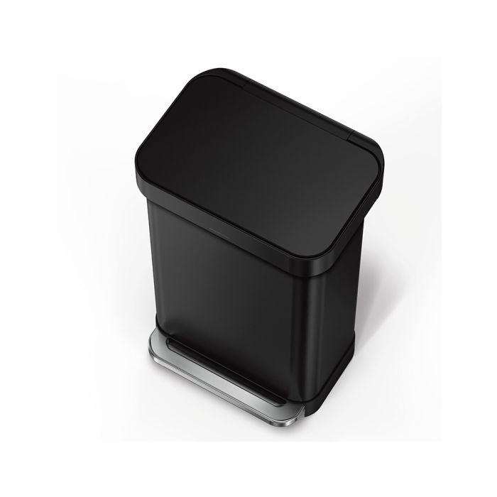 Simplehuman Rectangular Pedal Bin with Liner Pocket Black rectangular trash can 