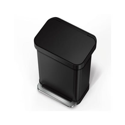 Simplehuman Rectangular Pedal Bin with Liner Pocket Black rectangular trash can 