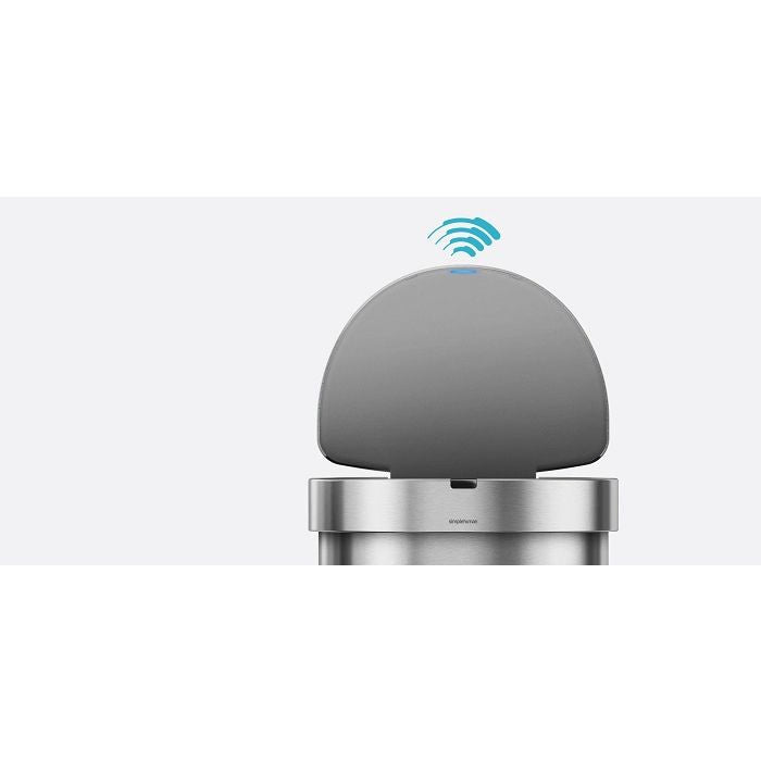 Simplehuman Semi Round Sensor Bin With Liner Pocket-Smart home device with a Wi-Fi symbol on a white background
