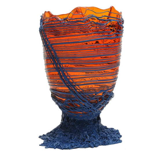 Spaghetti Vase - Clear Orange And Matt Dark Lavender