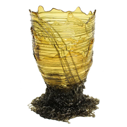 Spaghetti Vase - Clear Yellow And Clear Grey