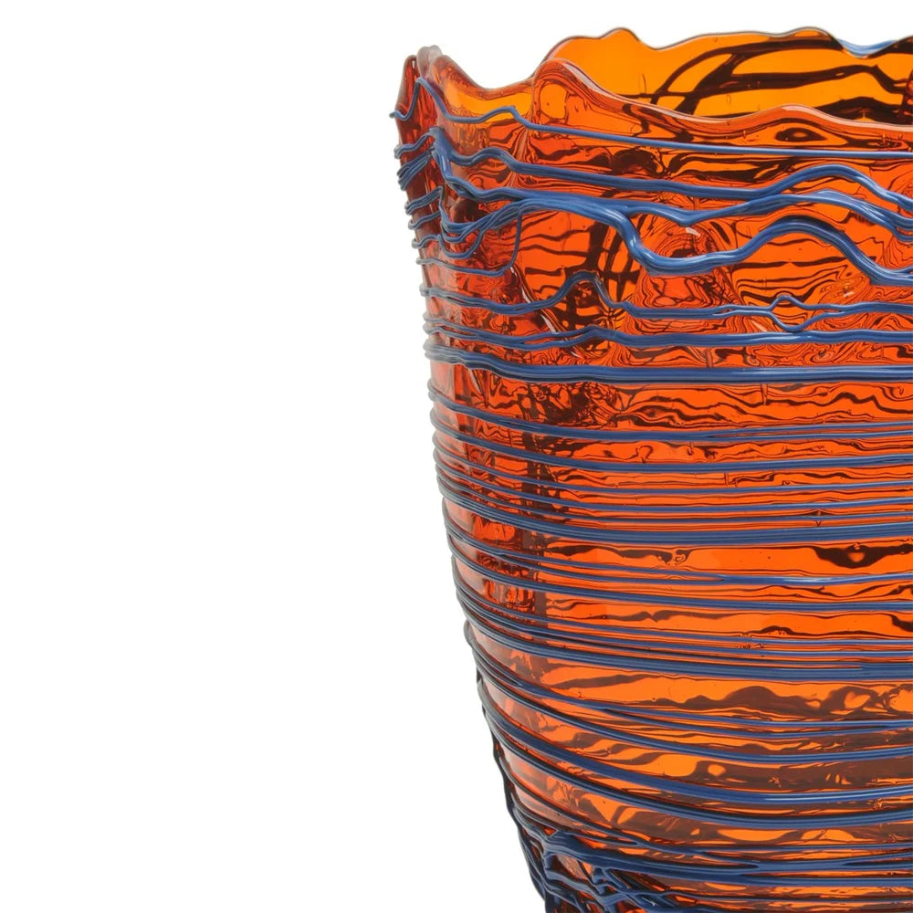 Spaghetti Vase - Clear Orange And Matt Dark Lavender