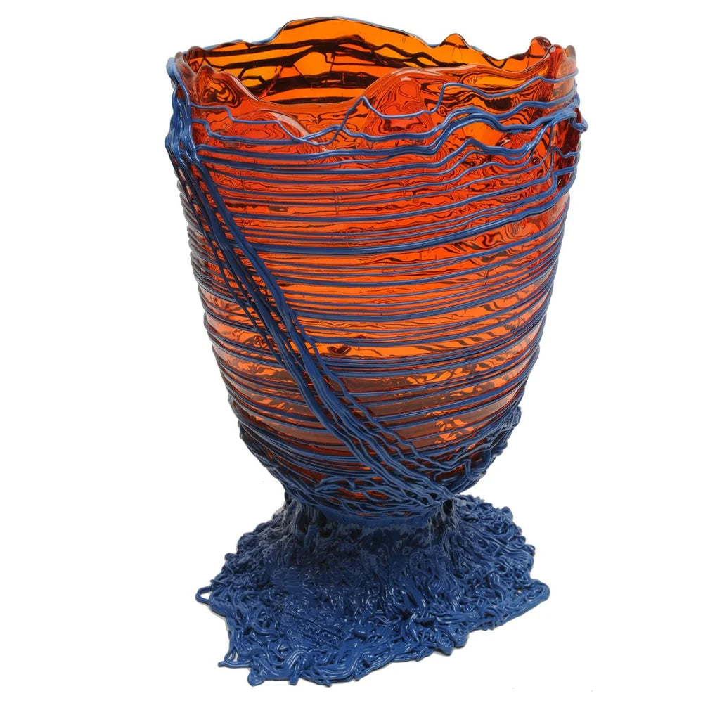 Spaghetti Vase - Clear Orange And Matt Dark Lavender
