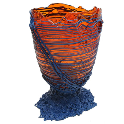 Spaghetti Vase - Clear Orange And Matt Dark Lavender