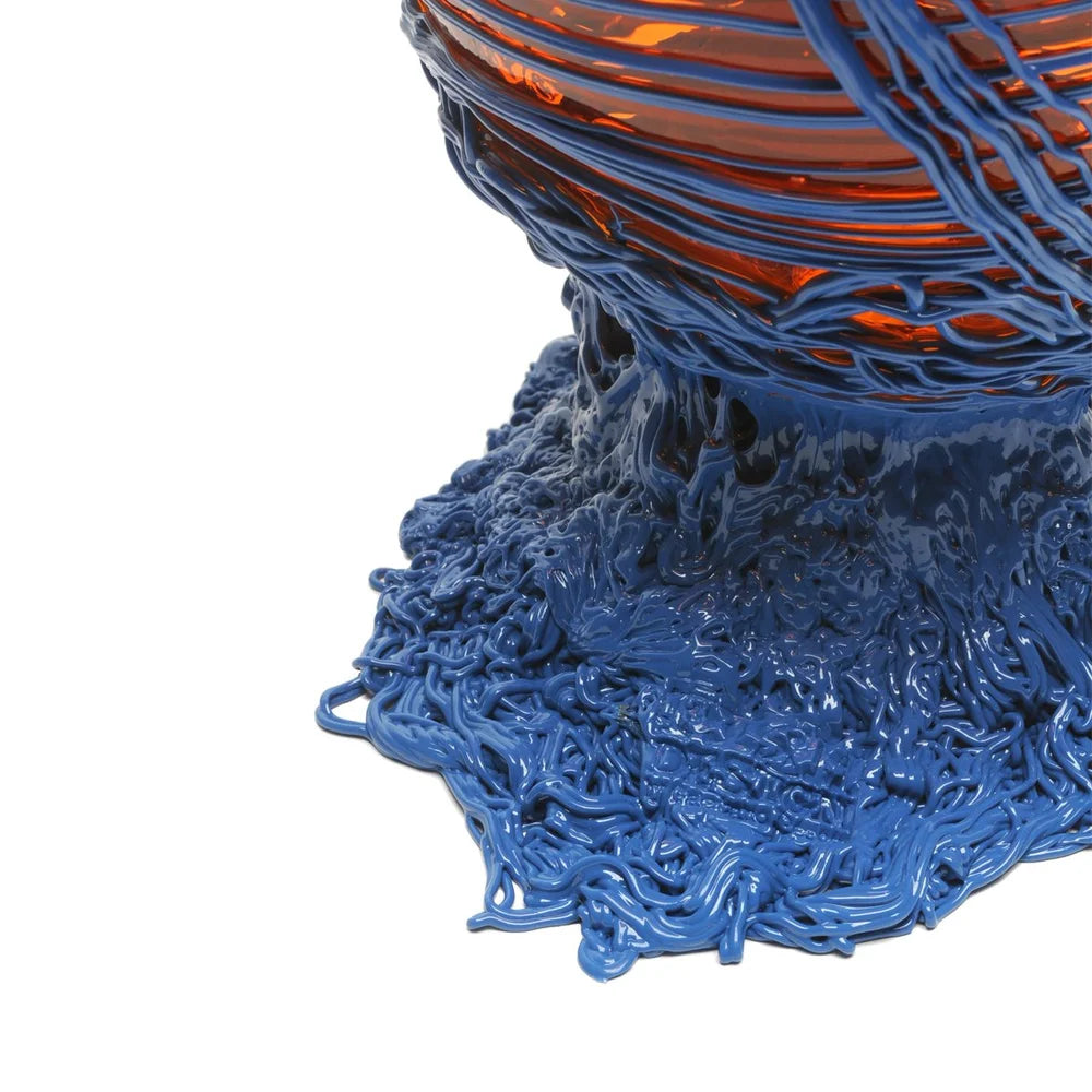 Spaghetti Vase - Clear Orange And Matt Dark Lavender