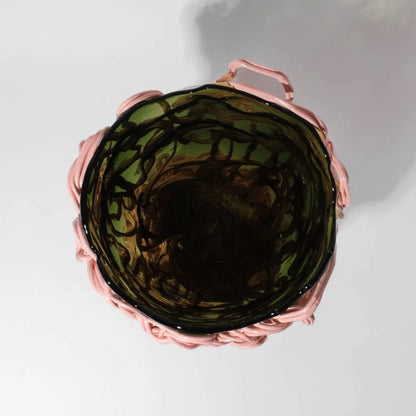 Spaghetti Special Vase - Clear Bottle Green, Salmon