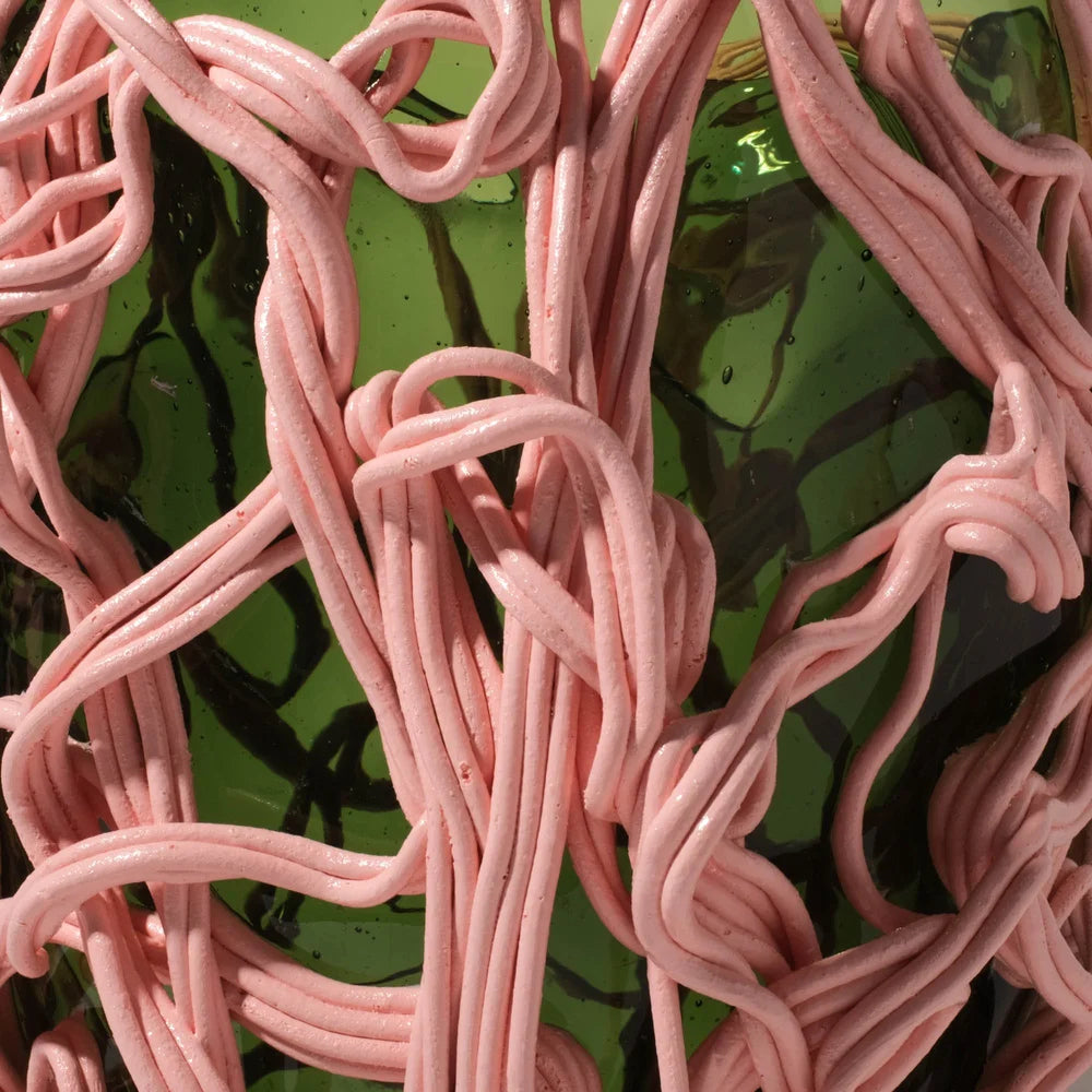 Spaghetti Special Vase - Clear Bottle Green, Salmon