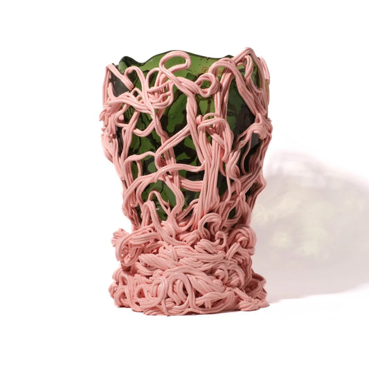 Spaghetti Special Vase - Clear Bottle Green, Salmon