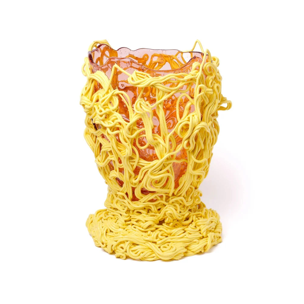 Spaghetti Special Vase - Clear Antique Pink, Pastel Yellow