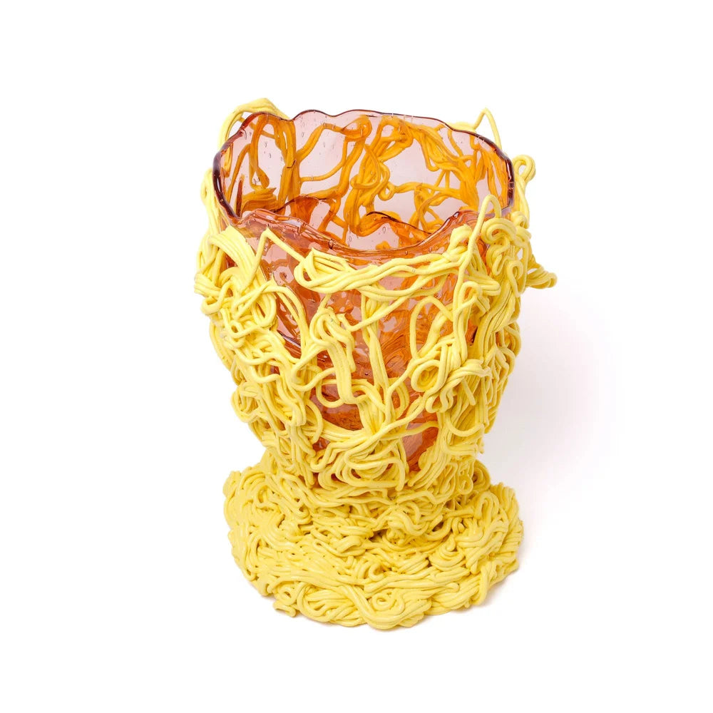 Spaghetti Special Vase - Clear Antique Pink, Pastel Yellow