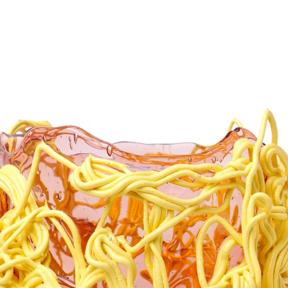 Spaghetti Special Vase - Clear Antique Pink, Pastel Yellow