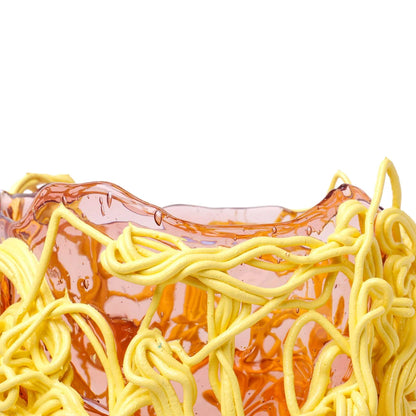 Spaghetti Special Vase - Clear Antique Pink, Pastel Yellow